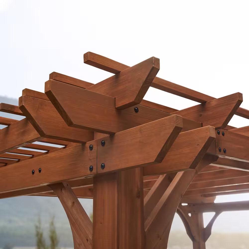 Ashland 10' x 14' Cedar Pergola with Integrated Serving Bar and PowerPort