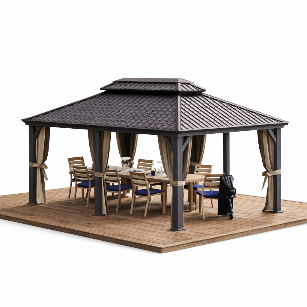 Alexander 12-Ft x 18-Ft Hardtop Gazebo in Slate Gray