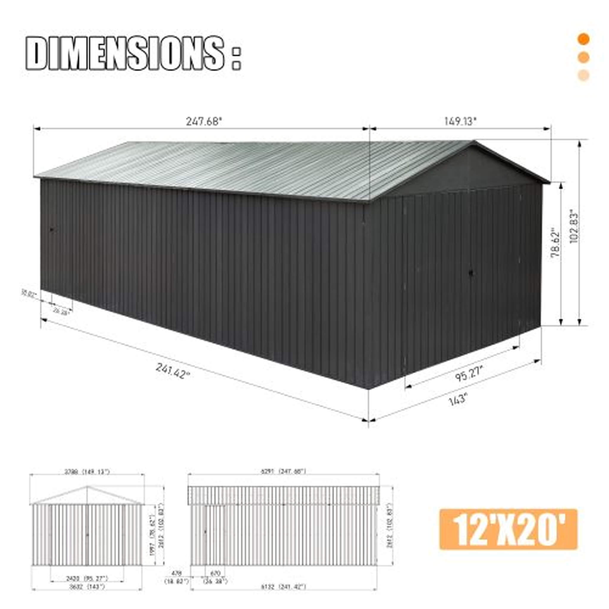 Saksby Extra-Large Heavy-Duty Galvanized Steel Garage Shed (SAK14093)
