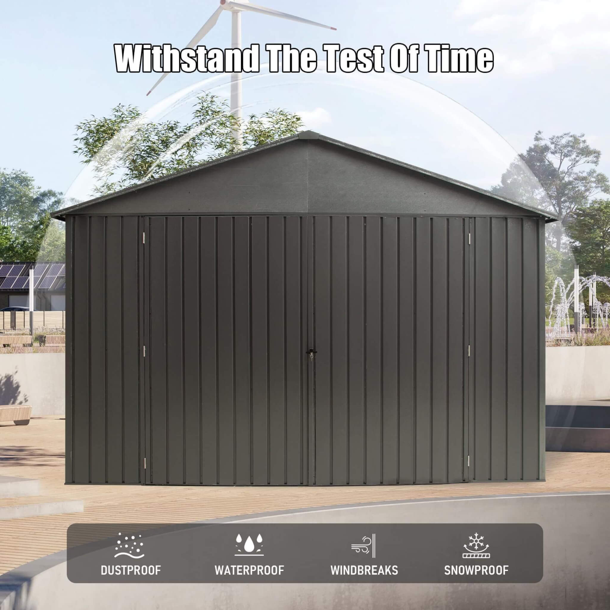 Saksby Extra-Large Heavy-Duty Galvanized Steel Garage Shed (SAK14093)