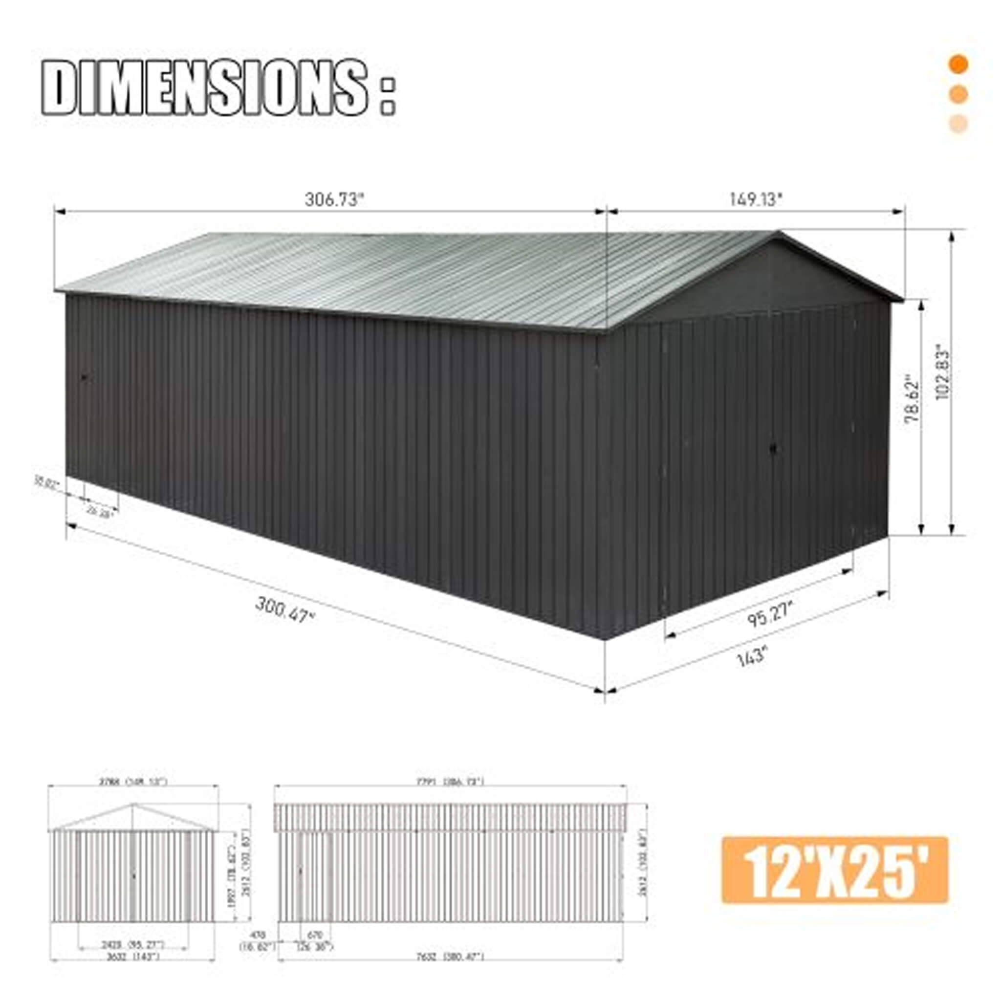Saksby Extra-Large Heavy-Duty Galvanized Steel Garage Shed (SAK14093)