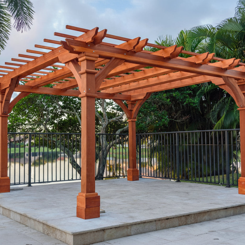 Pacific Redwood Double Beam Premium Pergola