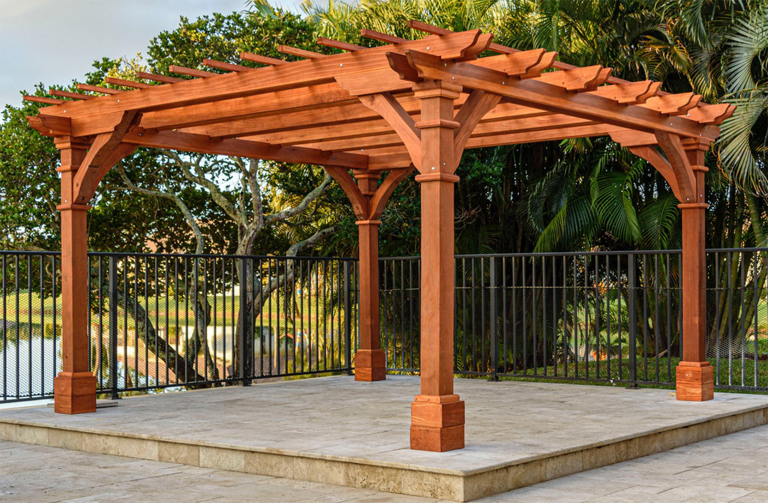 Pacific Redwood Double Beam Premium Pergola