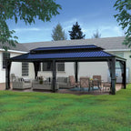 24 Ft. W X 14 Ft. D Aluminum Hardtop Gazebo with Galvanized Double Roof and Textilene Netting