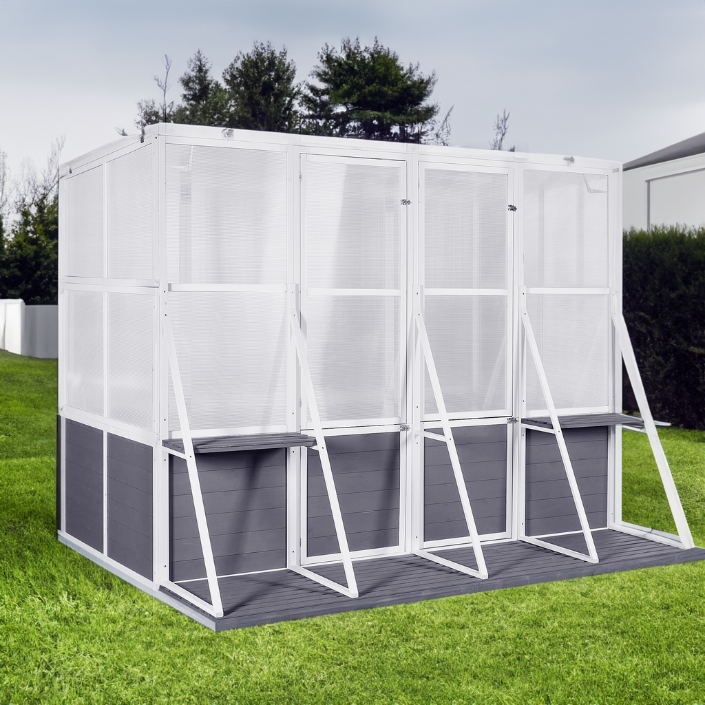 Artisanal Wooden Lean-To Walk-In Greenhouse (104" x 98")