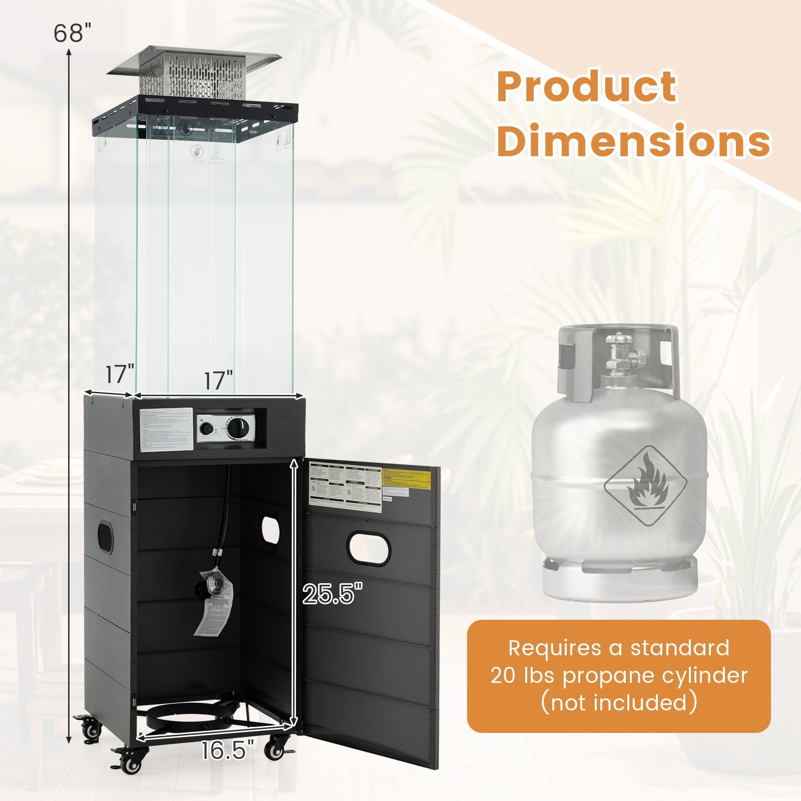 Heirloom Series 40,000 BTU Propane Patio Heater with Wood-Grain Finish