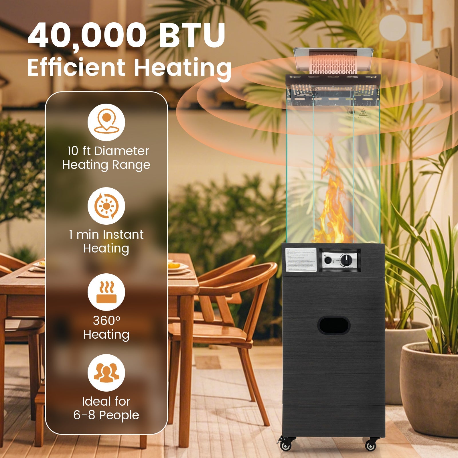 Heirloom Series 40,000 BTU Propane Patio Heater with Wood-Grain Finish