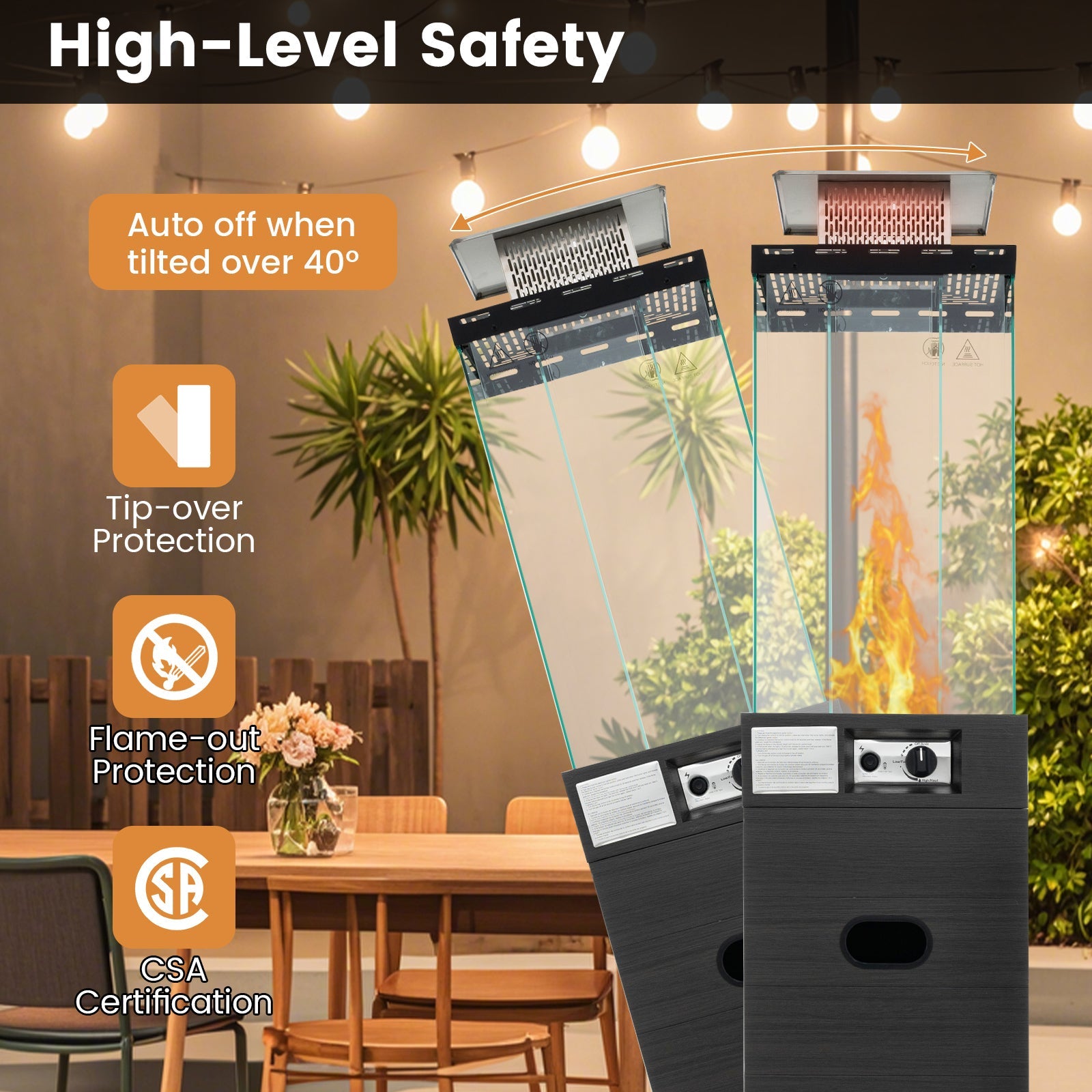 Heirloom Series 40,000 BTU Propane Patio Heater with Wood-Grain Finish