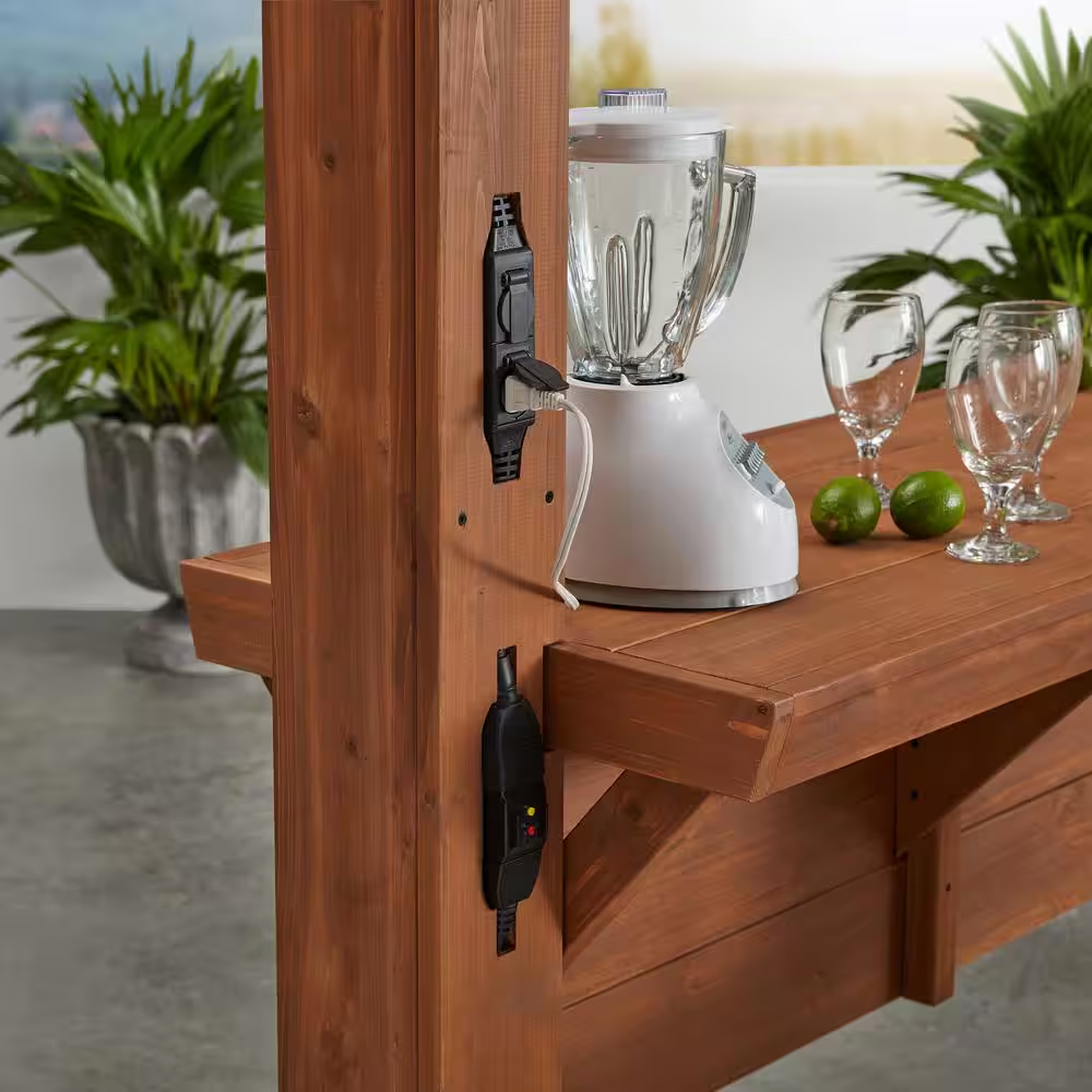 Ashland 10' x 14' Cedar Pergola with Integrated Serving Bar and PowerPort