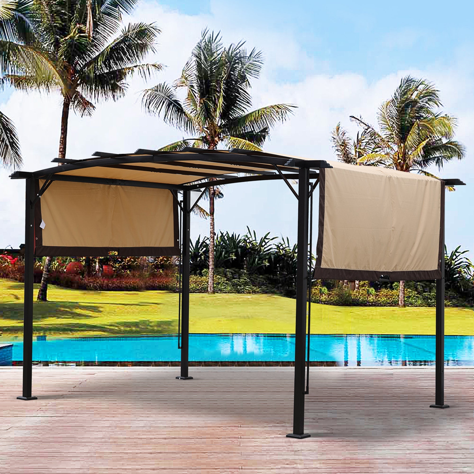 V.I.P Digital Presence 12' x 9' Steel Pergola with Retractable Canopy