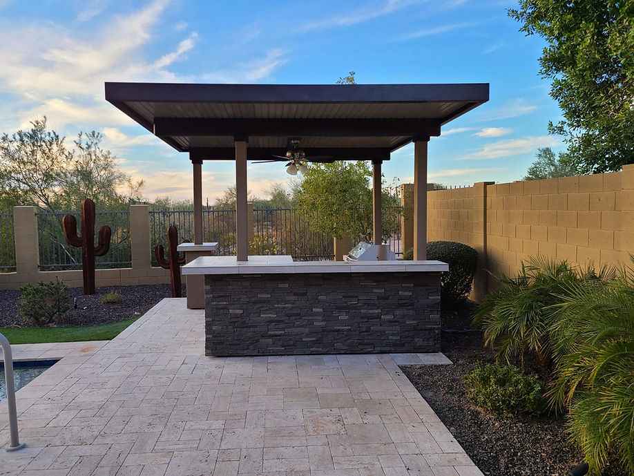 KoKoMo Professional BBQ Island with 12' x 12' Architectural Pergola