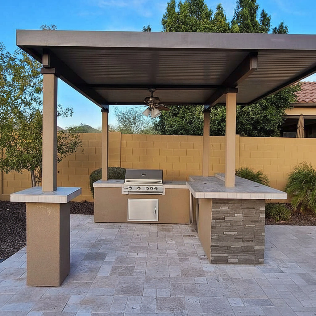 KoKoMo Professional BBQ Island with 12' x 12' Architectural Pergola