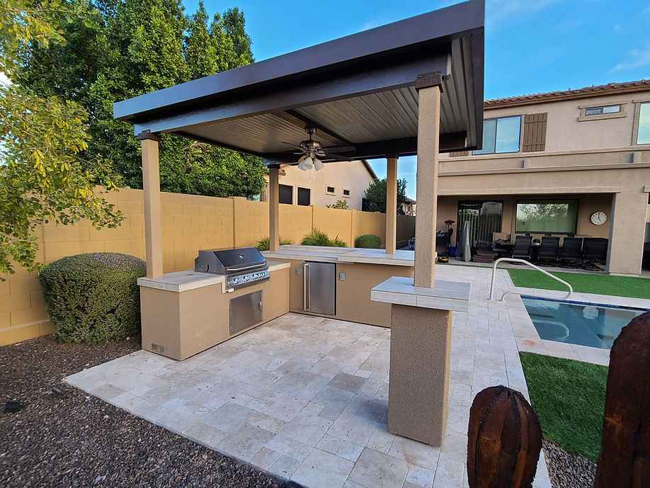 KoKoMo Professional BBQ Island with 12' x 12' Architectural Pergola