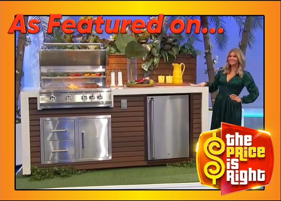 KoKoMo Waterfall Edge Outdoor Kitchen Island with 32” Built-In Grill