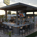 KoKoMo Bermuda Kitchen BBQ Island with Integrated TV & Fire Pit
