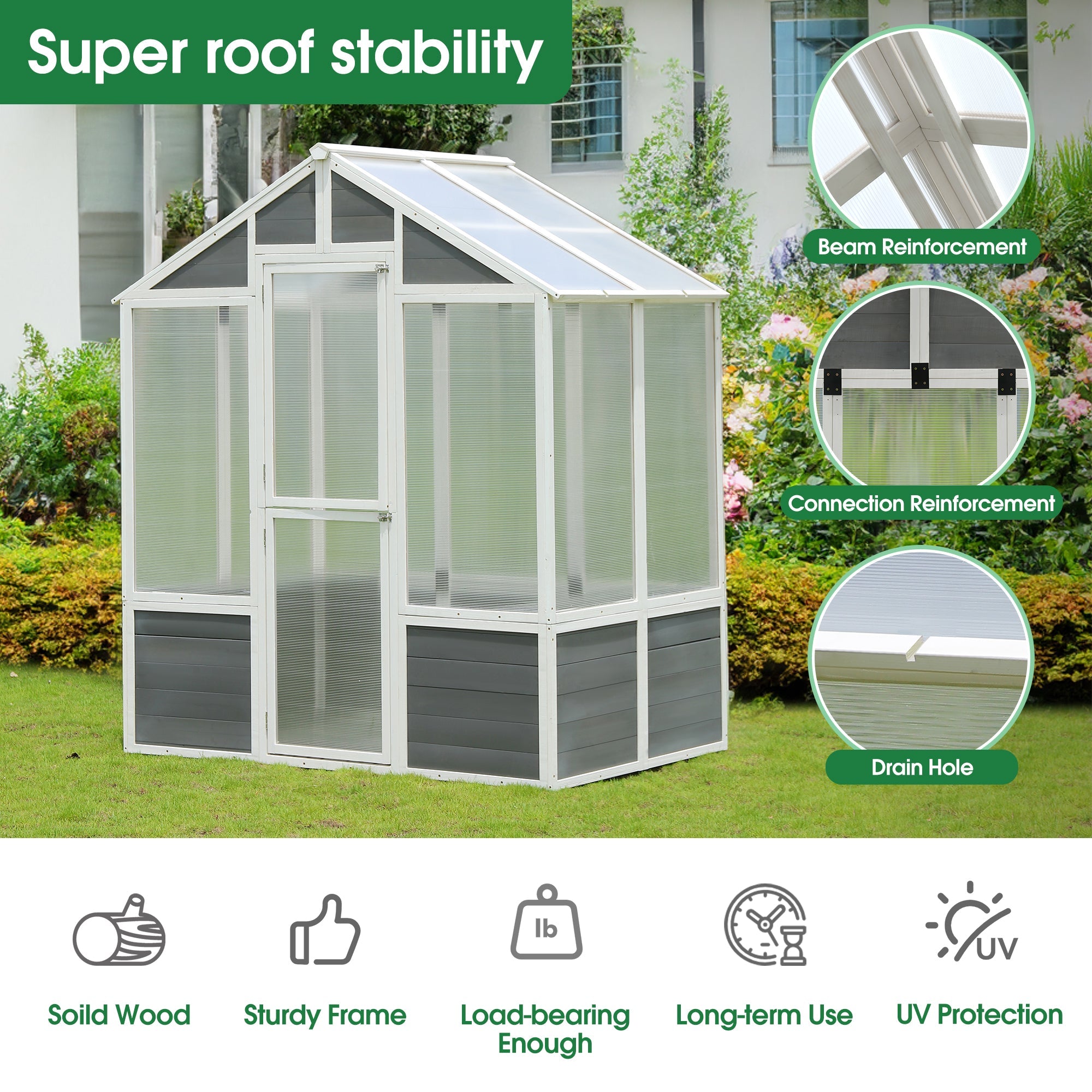The Heirloom Solid Pine Walk-In Greenhouse - 76'' x 48''