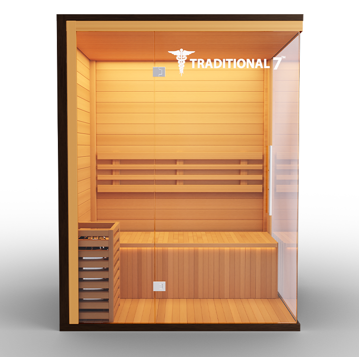 Traditional 7™ Three-Person Hemlock Steam Sauna