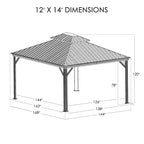 12-Ft X 14-Ft Gazebo Gray Gazebo with Hardtop Roof (Screen Included)