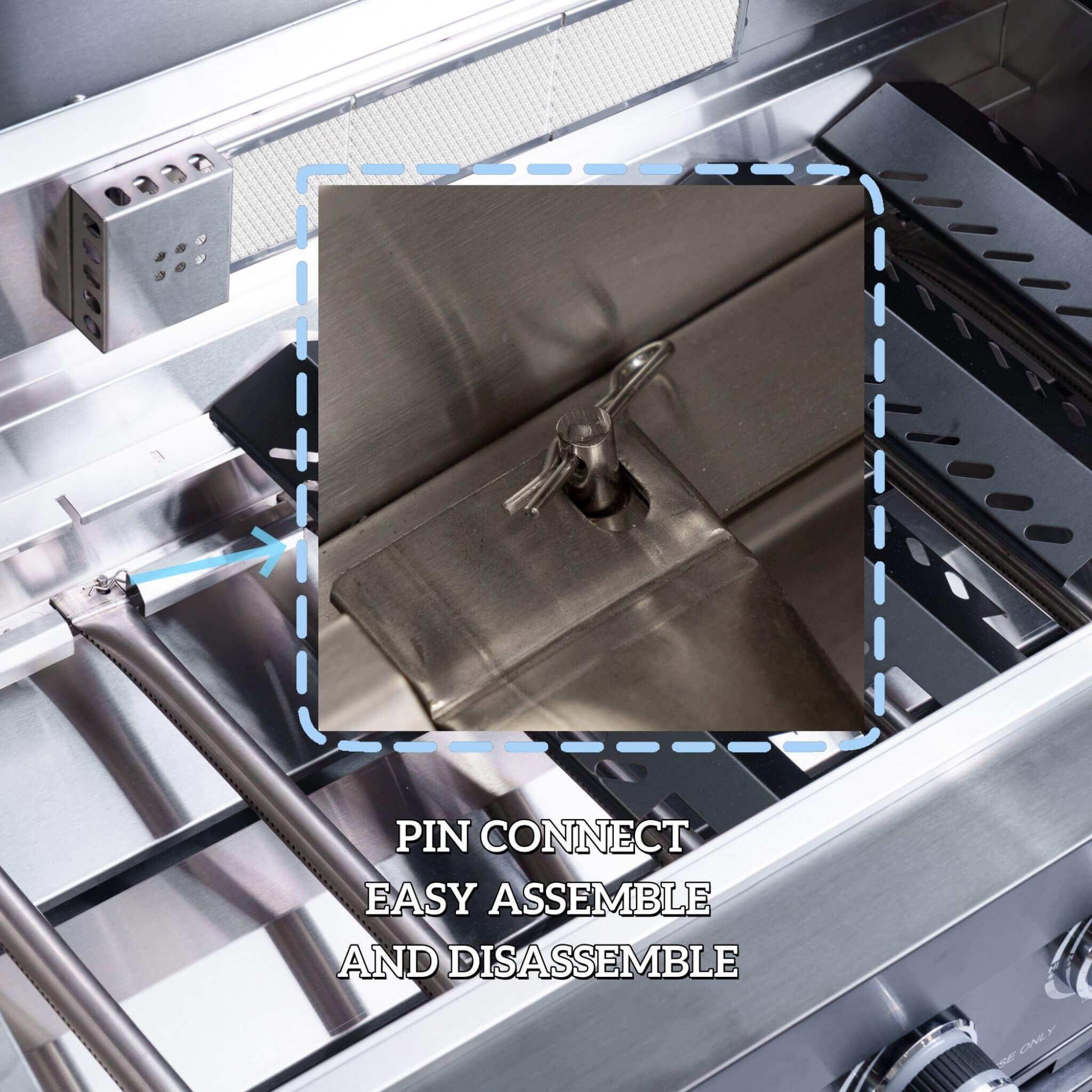 Castelle Flame 43" 6-Burner Stainless Steel Outdoor Kitchen Island with Wine Cooler & Sink (SAK19476)