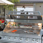 Castelle Flame 44-Inch 6-Burner Stainless Steel Outdoor Kitchen Island with Wine Cooler and Rotisserie (SAK97105)