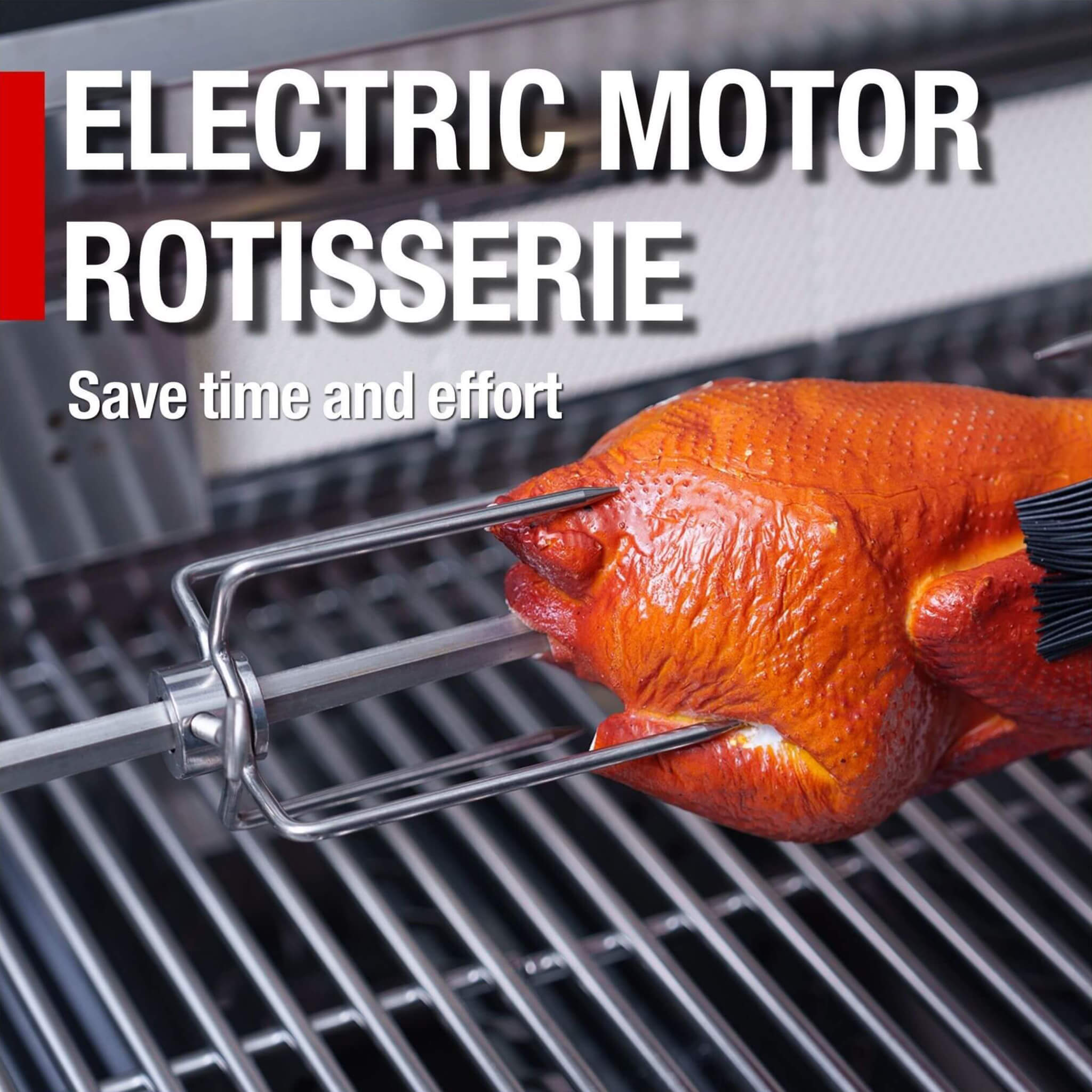 Castelle Flame 44-Inch 6-Burner Stainless Steel Outdoor Kitchen Island with Wine Cooler and Rotisserie (SAK97105)