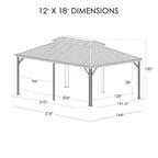 12-Ft X 18-Ft Alexander Gray Gazebo with Hardtop Roof (Screen Included)