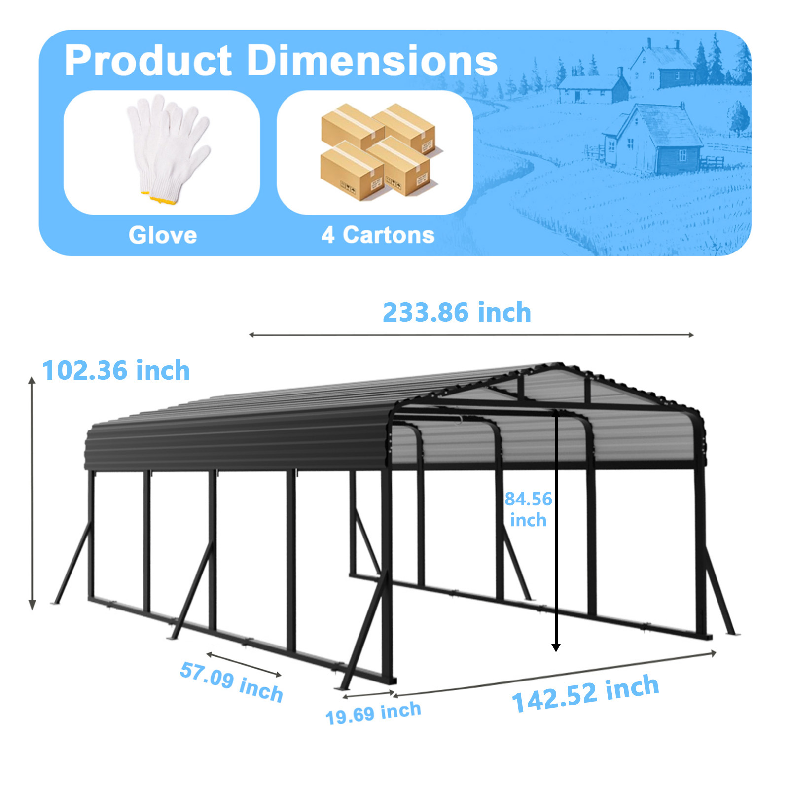 12' x 20' Reinforced All-Weather Metal Carport