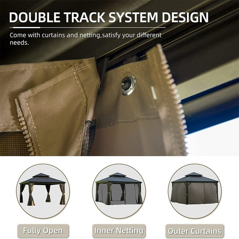 11.9-Ft X 11.9-Ft Hardtop Gazebo Brown Gazebo with Hardtop Roof