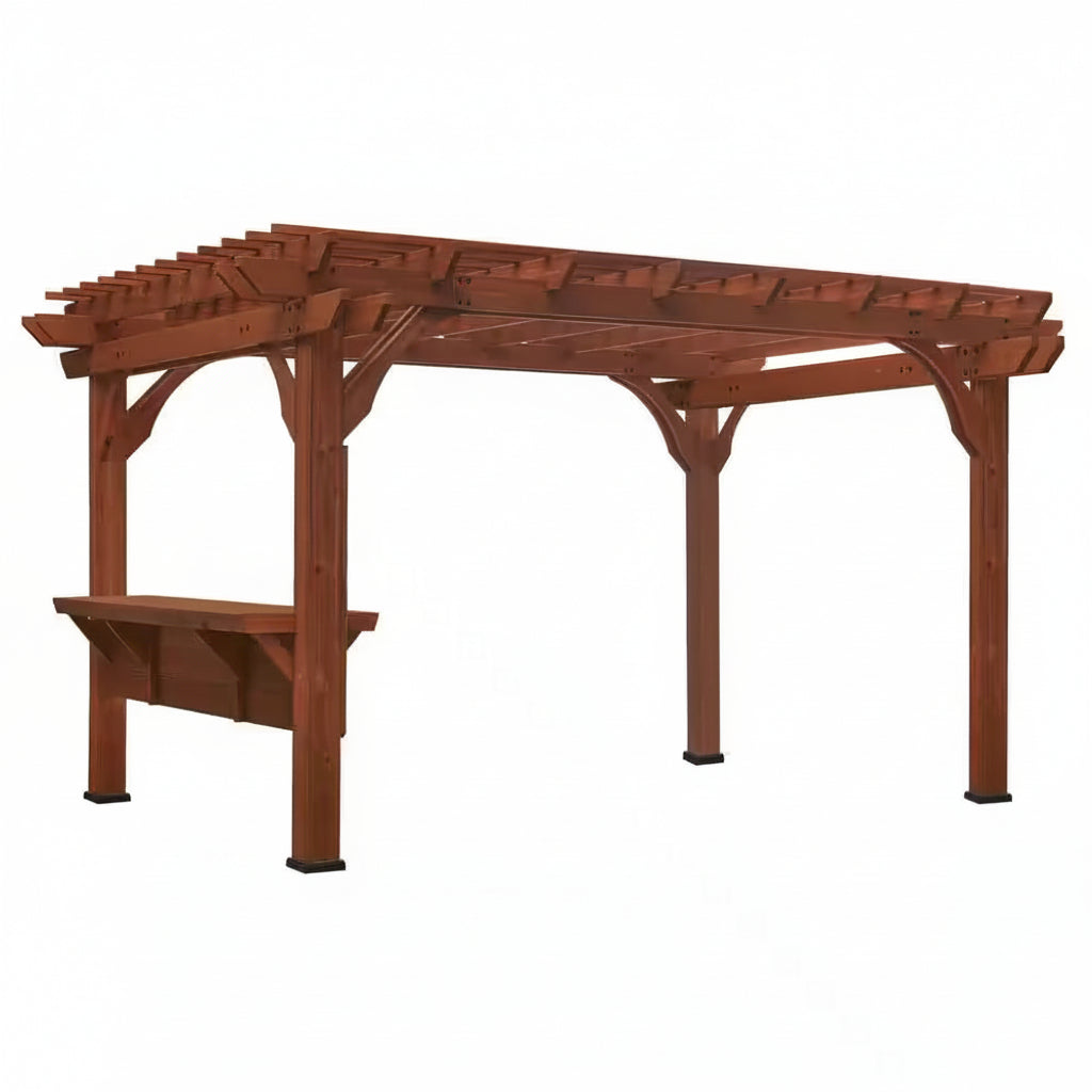 Ashland 10' x 14' Cedar Pergola with Integrated Serving Bar and PowerPort