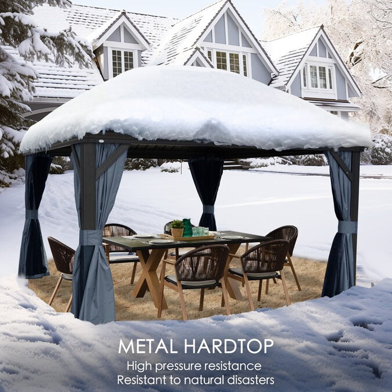 12-Ft X 14-Ft Gazebo Gray Gazebo with Hardtop Roof (Screen Included)