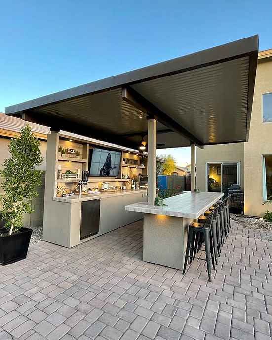KoKoMo 20'x20' Outdoor Kitchen Pavilion with 70" Entertainment Suite & Full Bar