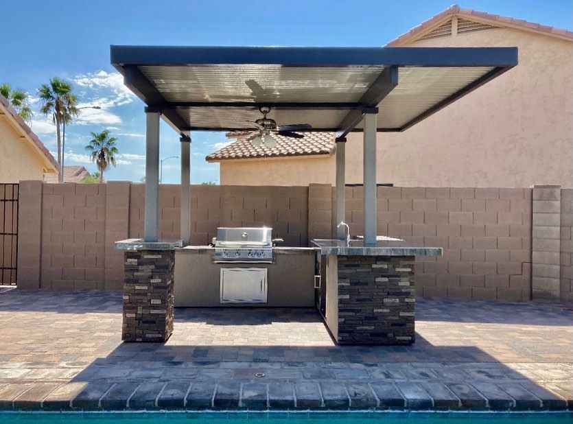 KoKoMo Professional BBQ Island with 12' x 12' Architectural Pergola