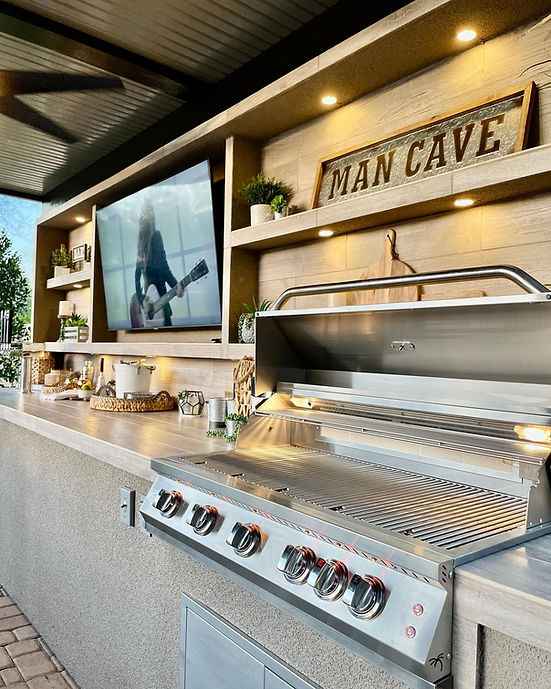 KoKoMo 20'x20' Outdoor Kitchen Pavilion with 70" Entertainment Suite & Full Bar