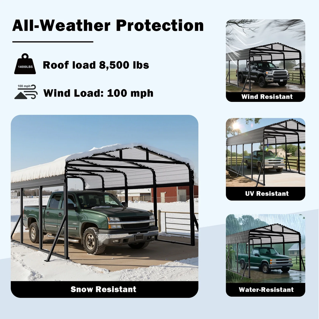 12' x 20' Reinforced All-Weather Metal Carport