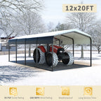 20' x 12' Heavy-Duty Galvanized Steel Carport and All-Weather Vehicle Shelter - Gray