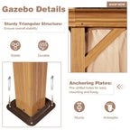 12' X 20' Hardtop Gazebo, Wooden Finish Coated Aluminum Frame Gazebo with Galvanized Steel Double Roof with Curtains and Netting