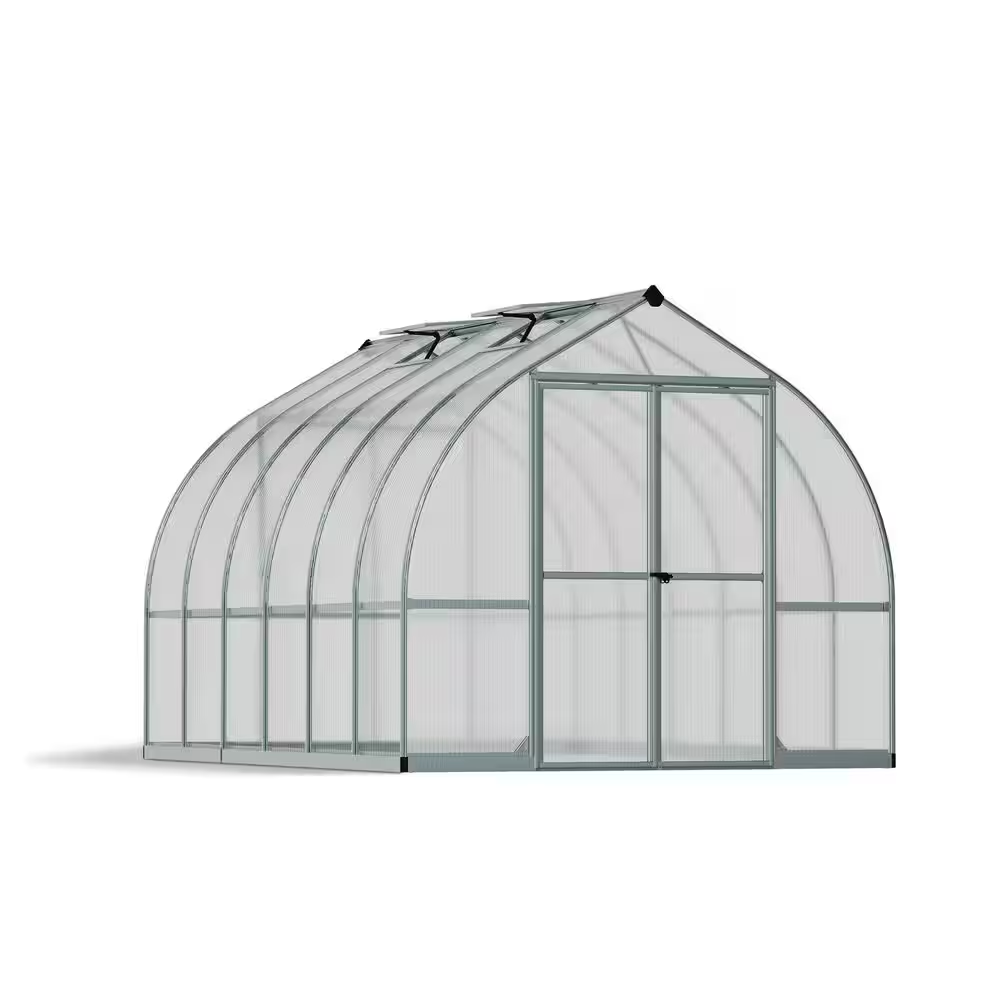 Bella 8' x 12' Bell-Shaped Polycarbonate Greenhouse - Silver