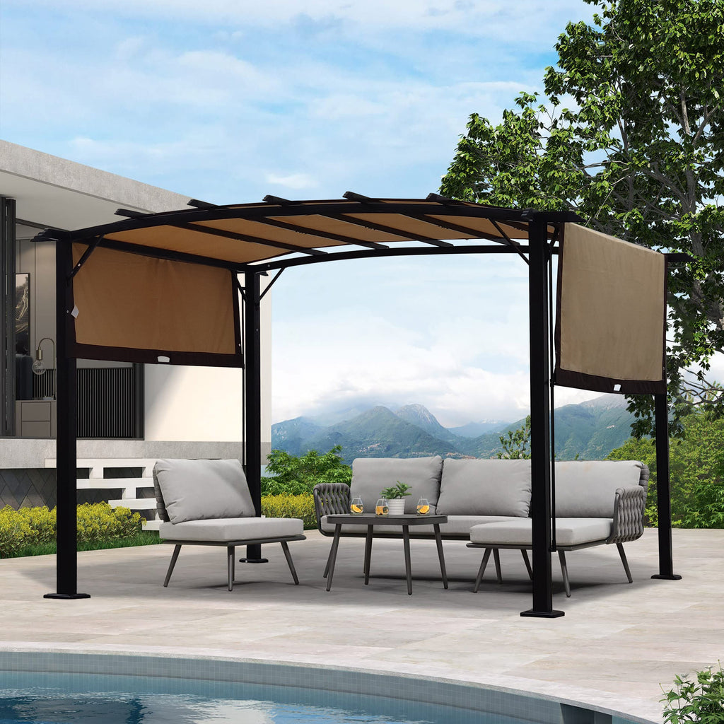 V.I.P Digital Presence 12' x 9' Steel Pergola with Retractable Canopy