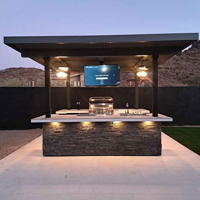 KoKoMo Dual-TV Sports Bar Outdoor Kitchen BBQ Island