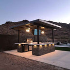 KoKoMo Big Island Sports Bar Outdoor Kitchen with Dual 55-Inch TV Mounts