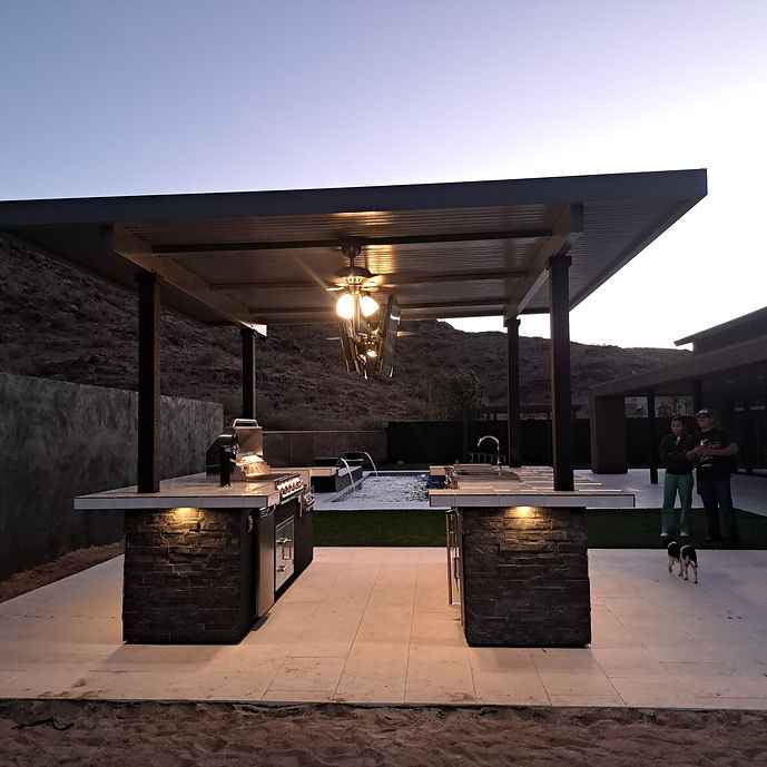 KoKoMo Big Island Sports Bar Outdoor Kitchen with Dual 55-Inch TV Mounts