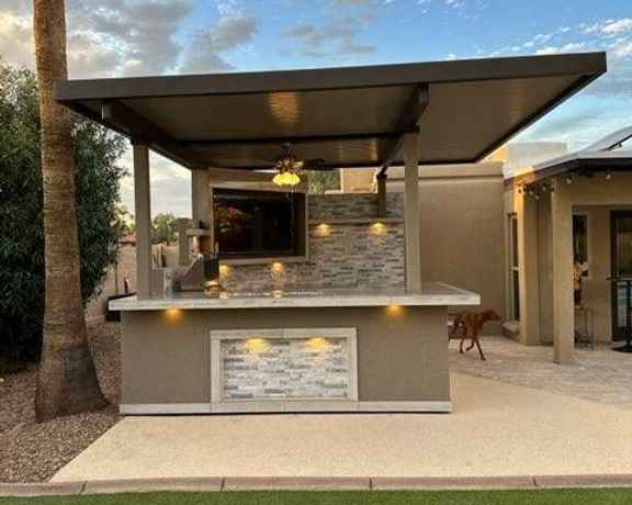 KoKoMo Bermuda Kitchen BBQ Island with Integrated TV & Fire Pit