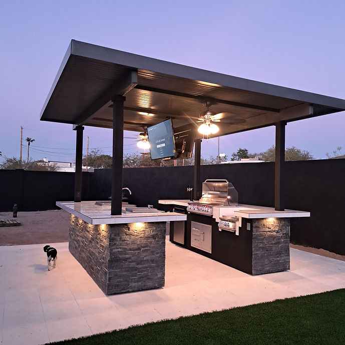 KoKoMo Dual-TV Sports Bar Outdoor Kitchen BBQ Island