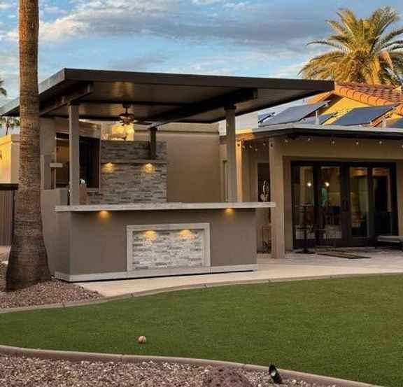 KoKoMo Bermuda Kitchen BBQ Island with Integrated TV & Fire Pit