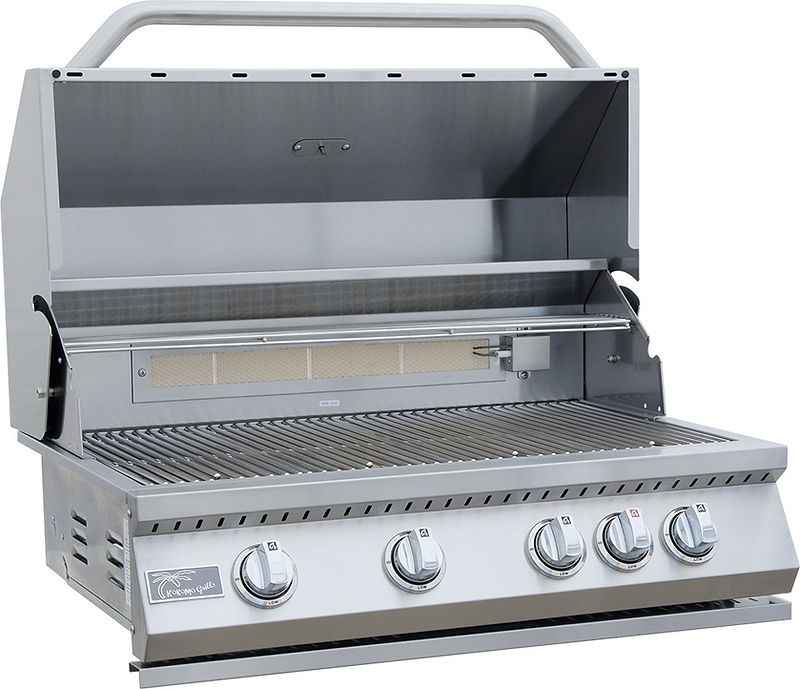 KoKoMo 7'6" x 9' Outdoor Kitchen Island with Integrated Fire Feature