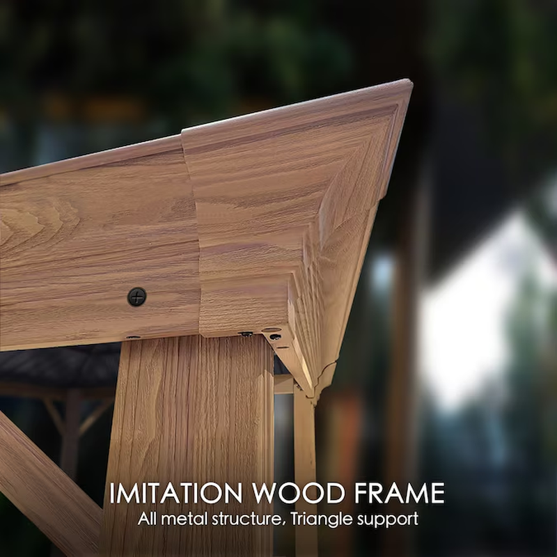Apollo 12' x 20' Hardtop Gazebo with Wood-Grain Finish