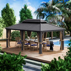 12-Ft X 18-Ft Alexander Gray Gazebo with Hardtop Roof (Screen Included)