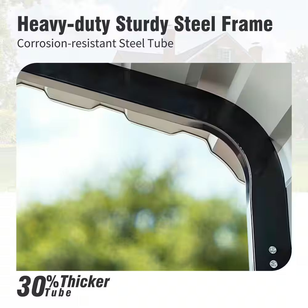 14 Ft. X 25 Ft. Carport Steel RV Car Canopy Shelter in Black