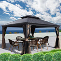 12-Ft X 14-Ft Gazebo Gray Gazebo with Hardtop Roof (Screen Included)