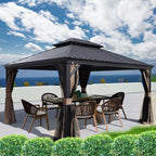 12-Ft X 14-Ft Gazebo Gray Gazebo with Hardtop Roof (Screen Included)